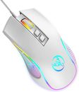 HXSJ X100 mouse da gioco cablato, mouse da gioco ergonomico per PC con 7 colori retroilluminati a LED