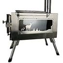 Folding Wood Burning Stove with Freestanding Outdoor Stainless Steel Chimney,Stainless Steel Material,Outdoor Heating Stove,Tent Heater,Camping Kitchen Utensils