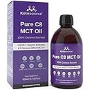 Ketosource Pure C8 MCT Oil | Boosts Ketones 4X Versus Other MCTs | Highest 99%+ Purity | 100% Coconut Sourced | Caprylic Acid | Keto, Fast, Vegan Safe & Gluten Free | Premium Lab Tested Purity | 500ml