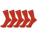 ZAKIRA Finest Combed Cotton Dress Socks in Plain Colours for Men, Women - 5 Pack, 7-12 (US), Red