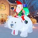 Inflatable Santa Claus Riding A Shaking Polar Bear Christmas Decoration Outdoor with Rotating LED Xmas New Year Party Decor (Color : 2.1M Bear, Size : US Plug 110V)