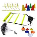 TASCO SPORTS Football Training Kit - Marker Cones, Running Parachute, Ladder & Saucer Cones with Stand, Size 6-inch, Multicolour Sports Equipment for Indoor/Outdoor Coordination and Strength Training.