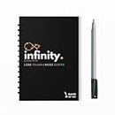 Rays Of Ink Infinity Re-writeable/Reusable Notebook - Eco Friendly Notebook with 1 Fine Tip Markers & 1 Microfiber Cloth and A Pocket At Back | A5 Size (8.3" X 5.8" , Black Cover)