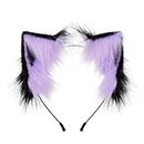 TTYAO REII Fox Ears Faux Fur Wolf Cat Ears Headband Furry Fursuit Costume Accessories for Adults Halloween Cosplay (Purple)