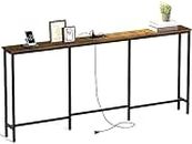 JT Furniture Extra Long Narrow Console Table Behind Sofa 70 Inch Rustic Brown
