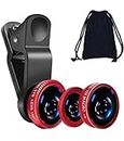 Lowfe 3 in 1 Set Mobile Professional HD Camera Lens: 180° Fisheye Lens + Wide Angle+ 10x MM Macro Lens with Bag Clip Holder Kit for All Smart Phones, Tablets, iOS, Android (Black)