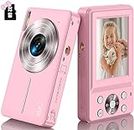 Digital Camera, Kids Camera FHD 1080P 44MP Compact Pink Digital Camera with 32GB SD Card Small Vlogging Camera 16X Digital Zoom, Mini Point and Shoot Camera Gift for Kids Boys Girls Teens Students