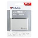 Verbatim 65677 USB 2.0 Multi Card Reader 6 in 1 Ports: SD, Micro SD, CF (Compact Flash), xD, MS, M2, All in one Card Reader, Compact Size, High Speed Data Transfer for Laptop, PC, MacBook