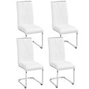 Yaheetech Dining Chairs Set of 4 Modern Kitchen Chairs with Faux Leather Seat and Sturdy Metal Legs for Dining Room, Kitchen, White