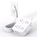 Flat Extension Cord 15 Ft, Power Bar Surge Protector with 8 Outlets 4 USB Ports(2 USB C), Flat Plug, Wall Mount, Desk for Home Office College Dorm Room Essentials