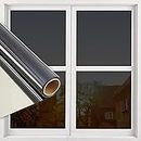 SUNBIRD Window Privacy Film, One Way Mirror Film Daytime Anti UV Sun Blocking Heat Control Reflective Film Decorative Static Cling Home Office Living Room (20 Inch X 10 Feet, Light Black Film)