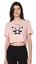 Panda Printed Crop Top for Women Peach Colour Cute Animal Graphic Shirt for Casual Wear, Short Sleeve Tee with Unique Design