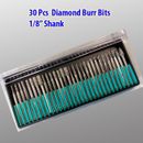 30 Pcs Diamond Burr Bits For Craftsman Rotary Power Tool 1/8" Shank 80 Grits