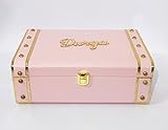 DURGA TRUNK NAME CUSTOMIZE PINK LEATHER TRUNK BOX [ 10-7-3.5 inch ] SINGLE WORD ONLY,Rectangular