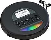 KLIM Nomad - Nouveauté 2024 - Lecteur CD Portable - Batterie Intégrée Longue Durée - avec Écouteurs - Compatible CD-R, CD-RW, MP3 - Bluetooth Baladeur Lecteur CD pour Voiture, Maison, Extérieur Noir