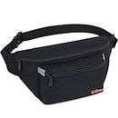 Fanny Pack for Men Women - Waist Bag Pack - Large Capacity Belt Bag for Travel Sports Hiking, Black