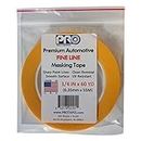 PRO Tapes Premium Automotive FINE LINE Masking Tape 1/4 in x 60 YDS on 3" Core; Pack of 1