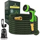 GREEN HAVEN 15m/50ft Upgraded Extendable Garden Hose Pipe with 10 Mode Spray Gun – Extra Strong Solid Brass Fittings with No-Kink Design | Powerful Leak-Proof Expanding Hose Pipe for Home & Gardens