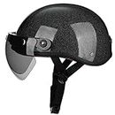 Demi-Casque，Vintage Half Shell Moped Crash Helmet，Dot/ECEApproved Vespa Motorcycle Half Helmet with Goggles,for Men Women Adults Scooters Bicycle Ski (Color : C, Size : S=53-54CM)