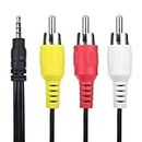 Jantoy AV A/V 3.5mm Mini Plug to 3 RCA Audio Video TV Composite Cable Cord Lead Compatible with Jadoo 4 Jadoo4 TV Wireless Android WiFi XBMC Media Box