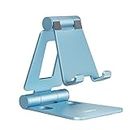 Nulaxy Cell Phone Stand for Desk, Fully Foldable Adjustable Desktop Phone Holder Cradle Dock Compatible with Phone15 14 13 12Pro Xs Xr X 8 iPad Mini Nintendo Switch Tablets (7-10") All Phones - Blue