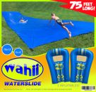 75 pies tobogán de agua de plástico gigante patio trasero azul césped - Wahii ® WaterSlide
