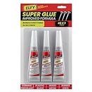 ELFY 3 Pack Super Glue All Purpose with Pin Point Nozzle 4g Super Fast Superglue General Strong Thick & Strong Adhesive Super Glue Gel for Hard Plastic, DIY Craft, Rubber,Metal,Leather and Many More