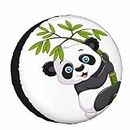 Panda Spare Tire Cover Cartoon Cute Funny Baby Panda Hanging on The Bamboo Wheel Covers for RV Tires Camper Tire Case Protectors for Trailer Rv SUV Truck Travel Trailer 15 in