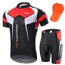 Lixada Men's Cycling Jersey Set Quick Dry Breathable Shirt with Padded Shorts
