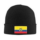 Qatar Flag Knit Hat Soft Classic Stretchy Ski Beanie Cap Winter Warm Hats for Women Men Black, Ecuadorian Flag 2, One size