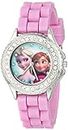 Disney Kids' FZN3554 Frozen Anna and Elsa Rhinestone-Accented Watch with Glittered Pink Band, Pink, Quartz Movement