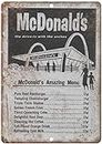 Benson Vintage McDonald's Original Menu 12" x 8" Reproduction Metal/Tin Sign
