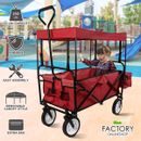 Utility Folding Wagon Outdoor Collapsible Cart Canopy Garden Beach Sport Handle