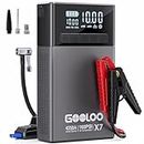 GOOLOO X7 4250A Starthilfe Powerbank mit Kompressor,Starthilfe mit Digitalem Reifenfüller 160 PSI, 12V-Lithium-Batterie-Booster mit Typ-C-Schnellladung (bis zu 10 l Benzin-/10 l Diesel)