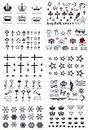 10PCS. Temporary Tattoo Stickers of Small Crown, Keys, Snowflakes, Diamonds, Mix Designs for Men And Women Size 10.5x6CM Multi Color