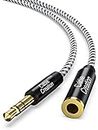 CableCreation [3FT-2Pack Audio Auxiliary Stereo Extension Cable TRS 3.5mm Stereo Jack Male to Female,Stereo Jack Cord for Phones,Headphones,Speakers,Tablets,PC,MP3 Player,Black,White