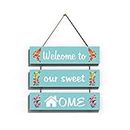KaaHego Welcome to Our Sweet Home Wall Hanging Board Plaque Sign for Room Decoration Green (12 x 10.5 Inch)_MDF3