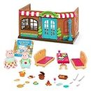 Lil Woodzeez-Toy Figures Playset – Miniature Restaurant Playhouse with Storybook & 2 Posable Figures – Stackable – Mini Furniture & Play Food – 3 years +