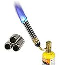 BLUEFIRE Triple Flame Barrel Turbo Torch Head High Output 25590 BTU Heavy Duty Gas Welding Nozzle Fuel by MAPP MAP Pro Propane Brazing Soldering Large Dia Pipes Flamethrower