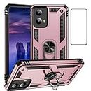 for Motorola G Play 2024 5G case,Moto G Play 2024 5G case with Screen Protector,360° Rotation Ring Kickstand Military-Grade Shockproof with Magnetic car Mount Cover for Moto G Play 2024 5G(Rose Gold)