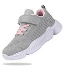 Santiro Girls Sneakers Boys Tennis Shoes Comfortable Little Kids Athletic Shoes Gray Pink Size 2 US