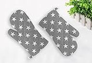 Oasis Home Cotton Shell with Inner Polyester Printed Glove Set - Grey Small Star (Pack of 2)