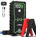 UTRAI Jump Starter Power Pack,6000A 27000mAh,Car Battery Booster Jump Starter for All Gas/8.5L Diesel,Jump Starter with 10W Wireless Charger, LED Flashlight, Compass,Safety Hammer,EC5 with LCD Display
