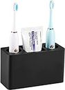 Luxspire Toothbrush Holder, 3 Slots Electric Toothbrush and Toothpaste Holder, Resin Bathroom Countertop Storage Bathroom Accessories Toothbrush Stand for Vanity Counter Organizer Caddy - Black