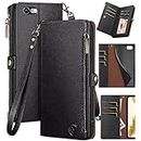 XcaseBar for iPhone 6S Plus/6 Plus 5.5" Wallet case with Zipper Credit Card Holder【RFID Blocking】, Flip Folio Book PU Leather Phone case Shockproof Cover Women Men for Apple 6S Plus case Black