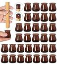 32pcs Brown Chair Leg Floor Protectors,Bar stools Leg Protectors Caps,Dining Room Chair Leg Protectors for Hardwood Floors, Chair Leg Covers Silicone Felt Furniture Pads (Small fit: 0.9'' - 1.29'')