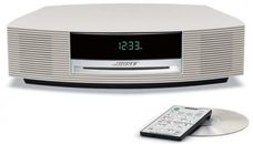 Bose Wave Musique Système CD / MP3 Radio Réveil Aux Télécommande Argent Blanc