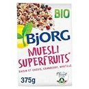 BJORG - Muesli Superfruits Bio - Raisins, Cassis, Myrtilles, Cranberries - Sans Sucres Ajoutés - 375 g