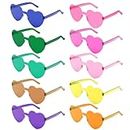 SUTOUG 10PCS Heart-Shaped Glasses, Funny Party Glasses for Kids and Adults, Magic Colours Hippie Glasses for Birthday Party Accessories Halloween Carnival Christmas Wedding Photo Props Beach