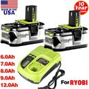 9AH For RYOBI P108 18V 18 Volt One+ Plus High Capacity Lithium Battery / Charger